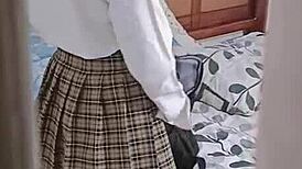 Slamming the skinny Argentinian schoolgirl when she's home alone after class