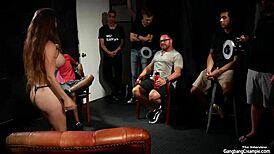 Big Tits Girl Interacts With Five Strangers In Group Setting