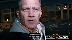 Hot German milf Harleen Van Hynten gets cum on fake tits.