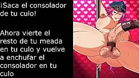 Detailed jerk off instructions with futa poison in Spanish