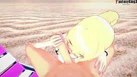 Marin Kitagawa on the Beach in Hentai POV