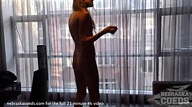 skinny tanned model does hot striptease and masturbates 😍