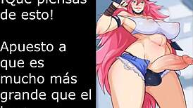 Detailed jerk off instructions with futa poison in Spanish