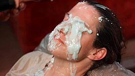 Homemade fake cum bukkake compilation spills over eager faces. It’s a messy delight!