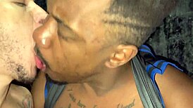 Four guys intensely fuck in dark room box