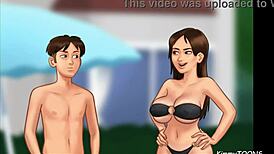 Summertime Saga: Stepbro Fucks Stepsis in Risky Public Pool Scene