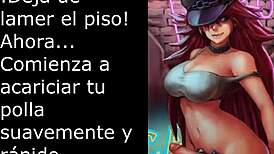 Detailed jerk off instructions with futa poison in Spanish