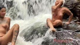 we went to the waterfall naked and left the men horny watching our asses, soon my delicious friends
