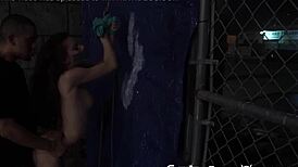 young vixen anya olsen in a public bondage scene