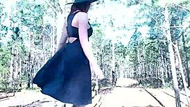 Halloween Voyeur with Small and Big Tits Exposed