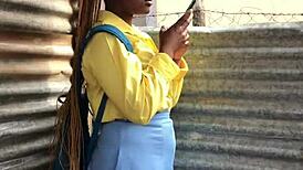 night guard protects student with a quickie cumshot in exchange