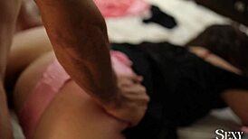 I bend over in satin dress for doggystyle spanking