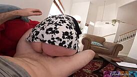 Stepmom Rewards Homework with Intense Missionary Creampie on Her Natural Tits