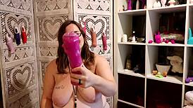 BBW Topless Woman Uses Female Condom