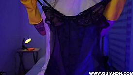 Sexy Colombian Employee Tries Boss's Lingerie