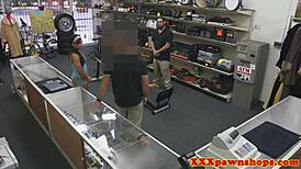 Ebony Babe WORKS OUT Hard for Pawnbrokers on Hidden Cam!