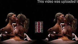 Vreal 18K Double Titfuck With Cum Dirty Tongue Kiss - Cgi 3D Threesome Ffm Featuring Harley Quinn And Alexa