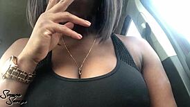 a cigarette in the car turns into a wild ebony domination scene with smoking hot control