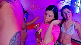 My Heart Races Watching Latina Girl Give Sloppy Blowjobs with Deepthroat Skills in Group Action