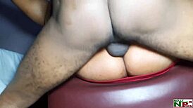 Nigerian amateur babe rides cock hard on chair