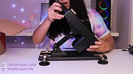 unboxing my new sex machine - agatha dolly testing its speed, getting on all fours.