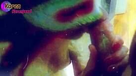 Karen Bent Over In Doggystyle Blowjob, Huge Cum In Mouth, Jizz Cumshot On Tongue