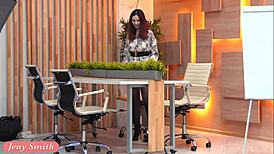 Jeny Smith teases a clueless guy at a fake job interview