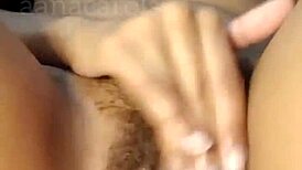 Aninha cums with anal plug, moaning over hairy pussy