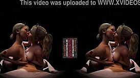 Vreal 18K Double Titfuck With Cum Dirty Tongue Kiss - Cgi 3D Threesome Ffm Featuring Harley Quinn And Alexa