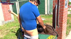 Danna hot asks for dick from two fat guys on the street part 3