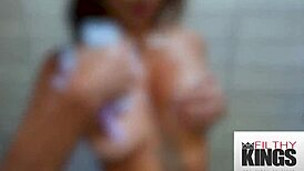 my gorgeous brunette gf lets me fuck her hard after shower, so horny