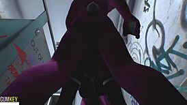 Cartoon slut takes monster cock anal