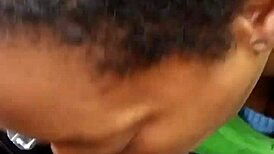 Slutty ebony amateur sucking my cock outside in public spot. Watch her swallow every drop.