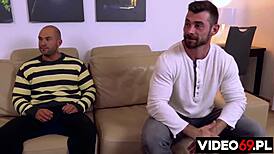 skinny maid banged hard by three huge cocks