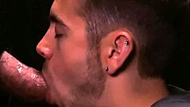 stepdad slips dick in glory hole, stepson sucks it behind! 😲