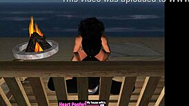 At The Seaside Cabins, Cartoon Characters Have A Beach Encounter