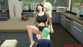 Hinata y Amigas: Madara y Radi Organizan Orgía en la Cocina con Culos Llenos