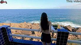 Mel Strips On The Balcony In Front Of People!