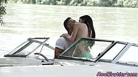 lovely euro babe rides cowgirl and gets assfucked passionately outdoors