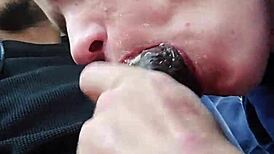 street whore deepthroats and swallows big black cock