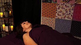 jennas massage session turns into a relaxing brunette escape with petite charm