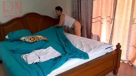 nudist maid regina noir tidies bedroom totally bare