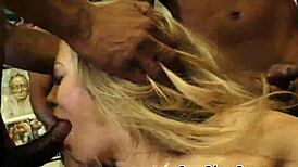 Interracial Ho Blowbangs with Hardcore Gagging on Big Cocks