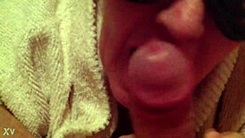 masked guy gets blowjob at breakfast