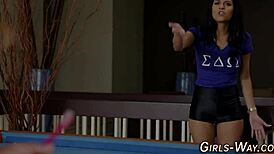 Busty lesbians engage in tribbing, scissoring, and fingering