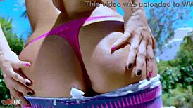 Cute Gala Brown Masturbating by the Poolside