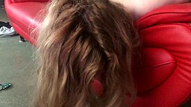 Teen redhead close up cream pie