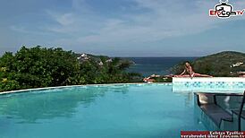 Skinny Blonde Teen With Small Tits Gets Anal Fucked in Pool