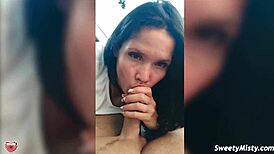 Sexy Babe Gives Sensual Blowjob To Big Dick In Car By Sea