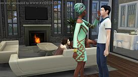 Neighbor lunch turns into group orgy in Sims 3D hentai